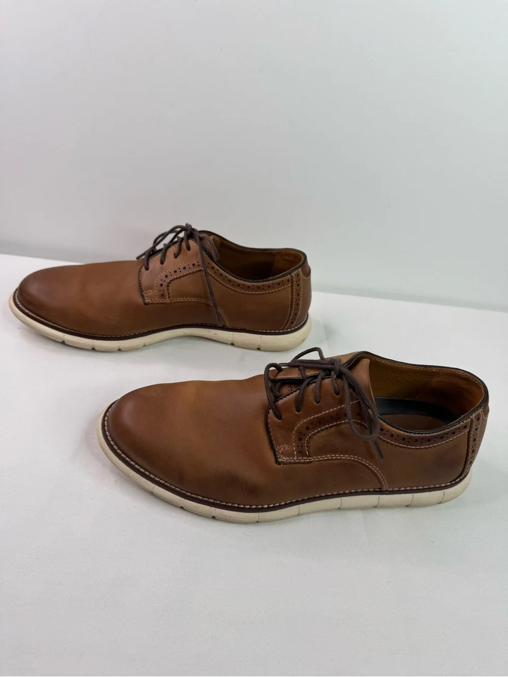 Johnston & Murphy Holden Plain Toe Oxford Shoes Tan Oiled Size 8.5